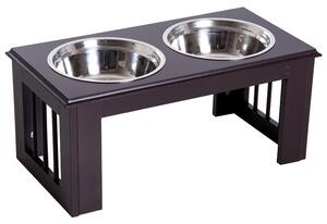 PawHut Miska na krmení pro psy z nerezové oceli, hnědá, 58,4 x 30,5 x 25,4 cm D08-015CF