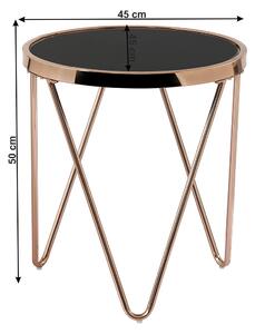 TEMPO Příruční stolek, rose gold chrom růžová / černá, VALERO