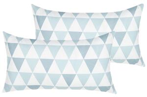 Sada 2 venkovních polštářů TRIFOS Geometrický vzor 40 x 70 cm Modrá