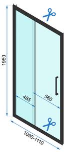Rea Rapid Slide - sprchový kout s posuvnými dveřmi 140(dveře) x 100(stěna), čiré sklo, černý profil, KPL-09867