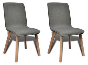 Jídelní židle 2 ks světle šedé textil a masivní dubové dřevo