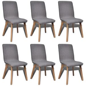 Jídelní židle 6 ks světle šedé textil a masivní dubové dřevo