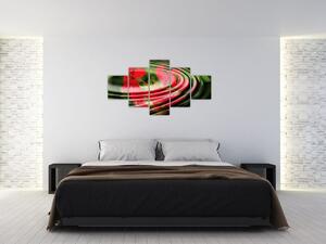 Abstraktní obraz - květy ve vlnách (125x70 cm)