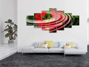 Abstraktní obraz - květy ve vlnách (210x100 cm)