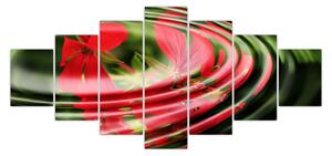 Abstraktní obraz - květy ve vlnách (210x100 cm)