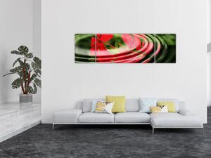 Abstraktní obraz - květy ve vlnách (170x50 cm)