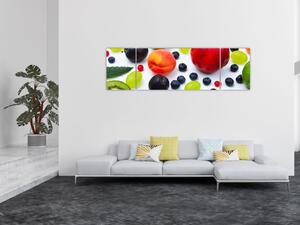 Obraz ovoce s kapkami vody (170x50 cm)
