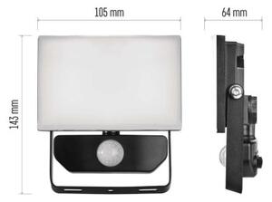 EMOS LED reflektor TAMBO se senzorem pohybu, 10 W, 1000 lm, černý, IP54 1531291200