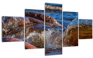 Detailní obraz - voda mezi kameny (125x70 cm)