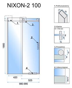 Rea - Sprchové dveře Nixon-2 - chrom/transparentní - 100x190 cm L