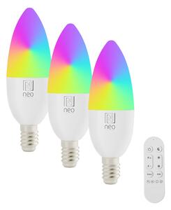 IMMAX 07716CDO NEO LITE Smart žárovka LED E14 6W 470lm 2700K-6500K RGB bílá tři kusy v balení