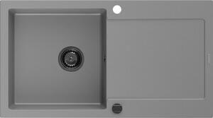 MEXEN/S - Leo granitový dřez 1 s odkapávačem 900x500 mm, šedá,+ sifon grafit 6501901010-71-B