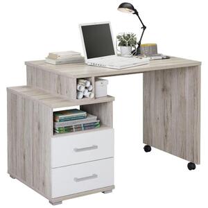 PSACÍ STŮL, bílá, barvy dubu, 100-125/75/60 cm Carryhome - Kancelářské stoly
