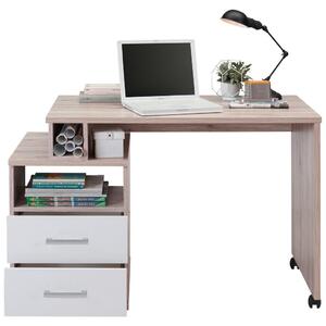 PSACÍ STŮL, bílá, barvy dubu, 100-125/75/60 cm Carryhome - Kancelářské stoly