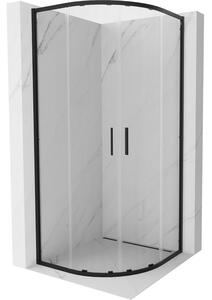 Mexen Exo-S Duo půlkruhový sprchový kout posuvný 90 x 90 cm, transparentní, černý - 8132-090-090-70-00