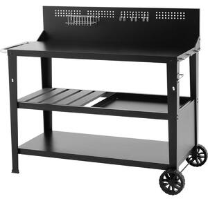 COOKINGBOX Grilovací vozík s planchou, rozmry grilovací/planchové desky 100 x 50 cm, ocelový rám, úloné prostory, ochrana proti stíkání a boní háky