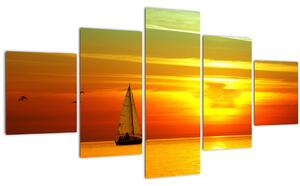 Obraz západu slunce s jachtou (125x70 cm)