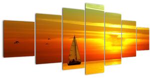 Obraz západu slunce s jachtou (210x100 cm)