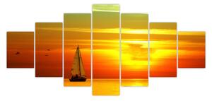 Obraz západu slunce s jachtou (210x100 cm)