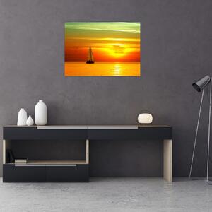 Obraz západu slunce s jachtou (70x50 cm)