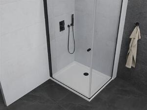 Mexen Pretoria, sprchový kout 90 (dveře) x 70 (stěna) cm, 6mm čiré sklo, černý profil + bílá sprchová vanička, 852-090-070-70-00-4010B