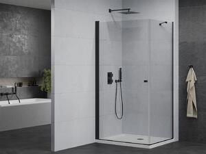 Mexen Pretoria, sprchový kout 70 (dveře) x 90 (stěna) cm, 6mm čiré sklo, černý profil + bílá sprchová vanička, 852-070-090-70-00-4010B