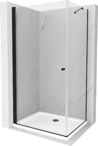 Mexen Pretoria, sprchový kout 80 (dveře) x 70 (stěna) cm, 6mm čiré sklo, černý profil + bílá sprchová vanička, 852-080-070-70-00-4010B