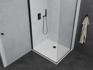 MEXEN - Pretoria sprchový kout, sklápěcí, 70 x 80 cm, transparentní, černá + vanička Flat - 852-070-080-70-00-4010B