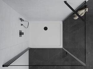 Mexen Pretoria, sprchový kout 70 (dveře) x 80 (stěna) cm, 6mm čiré sklo, černý profil + bílá sprchová vanička, 852-070-080-70-00-4010B
