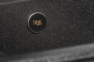 Sink Quality Ferrum, kuchyňský granitový dřez 565x510x205 mm + zlatý sifon, černá skvrnitá-Brocade, SKQ-FER.B.1K60.XG