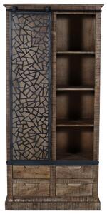 ŠATNÍ SKŘÍŇ, mangové dřevo, šedá, přírodní barvy, 90/190/40 cm MID.YOU - Šatní skříně, Online Only