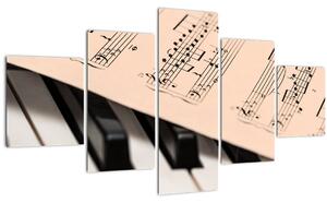 Obraz klavíru s notami (125x70 cm)