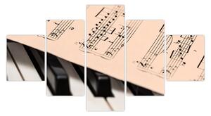 Obraz klavíru s notami (125x70 cm)