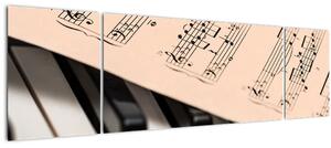 Obraz klavíru s notami (170x50 cm)