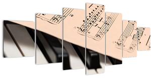 Obraz klavíru s notami (210x100 cm)