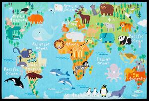 Obsession koberce Dětský kusový koberec Torino kids 233 WORLD MAP ROZMĚR: 120x170