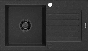 MEXEN/S - Pablo granitový dřez 1-miska s odkapávačem 752 x 436 mm, černá/stříbrná met 6510751010-73-B
