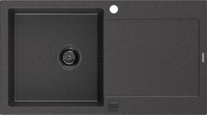 MEXEN/S - Leo granitový dřez 1 s odkapávačem 900x500 mm, černá kropenatá,+ sifon grafit 6501901010-76-B