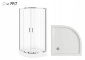 Cersanit Arteco, čtvrtkruhový sprchový kout 80x80x190cm, 5mm čiré sklo, chromový profil + sprchová vanička Tako, S601-113
