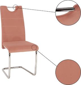 Tempo Kondela Pohupovací jídelní židle ABIRA NEW růžová Velvet látka/chrom