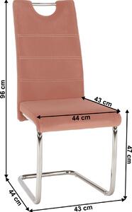 Tempo Kondela Pohupovací jídelní židle ABIRA NEW růžová Velvet látka/chrom
