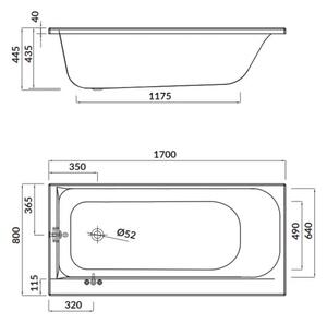Cersanit Smart, akrylátová vana levá 170x80cm + nožičky, bílá, S301-117
