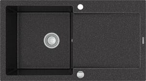 MEXEN - Leo granitový dřez 1 s odkapávačem 900x500 mm, černá spotty 6501901010-76