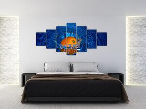 Obraz - pomeranč ve vodě (210x100 cm)