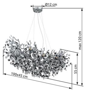 Lustr 10x E14 stříbrná, kouřová IP20 GLOBO lighting QUEENA 64138H3S