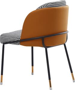 Tempo Kondela Designová jídelní židle KIRNA, černobílá vzor/camel ekokůže/černý kov