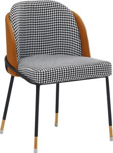 Tempo Kondela Designová jídelní židle KIRNA, černobílá vzor/camel ekokůže/černý kov