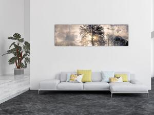 Obraz stromu v mlze (170x50 cm)
