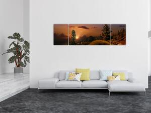 Obraz přírody se západem slunce (170x50 cm)