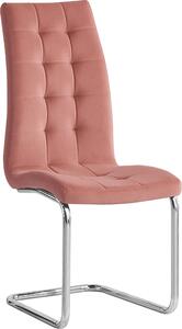 Tempo Kondela Pohupovací jídelní židle SALOMA NEW, růžová Velvet látka/chrom